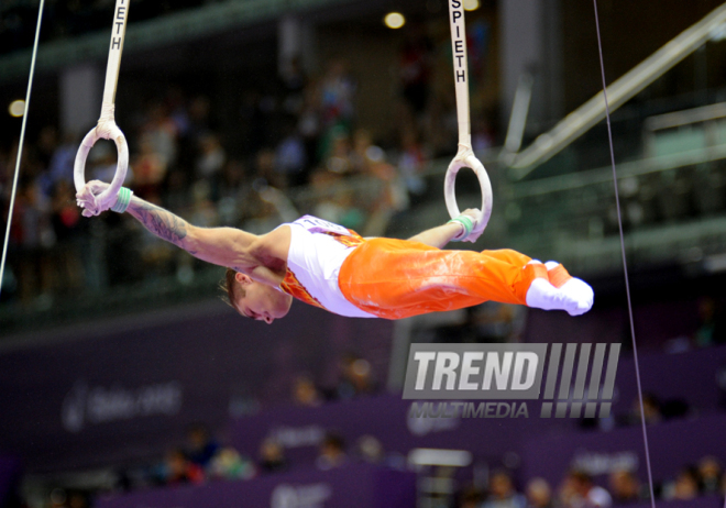 Azərbaycan gimnastı Oleq Stepko Avropa Oyunlarında gümüş medal qazandı. Bakı, Azərbaycan, 18 iyun 2015